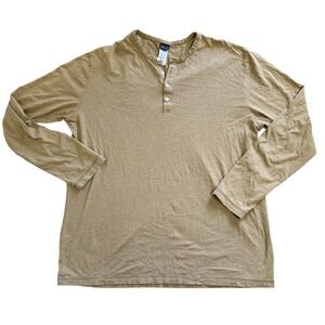 Patagonia Mens XL Organic Cotton Long Sleeve Henley Shirt Mustard Khaki Brown
